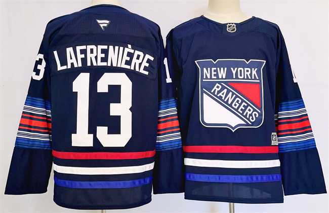 Mens New York Rangers #13 Alexis LafreniereNavy 2024-25 Stitched Jersey->new york rangers->NHL Jersey